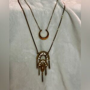 Stella & Dot Gold-Tone Necklaces Mirage Tassel Pendant and Double Horn Pendant